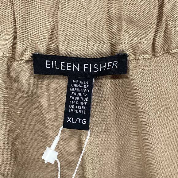 EILEEN FISHER Pants XL Tencel Linen Lantern Ankle Belted Twill Beige NEW - Picture 4 of 15